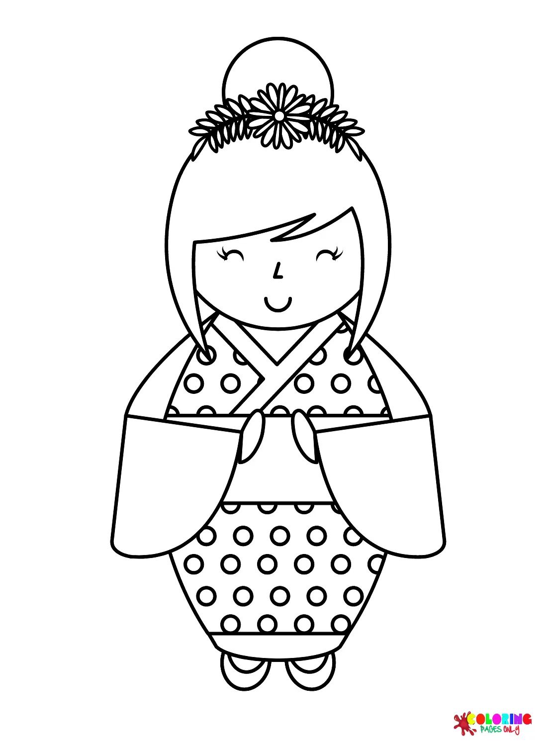Çocuklar İçin Kokeshi Doll Boyama Sayfaları 