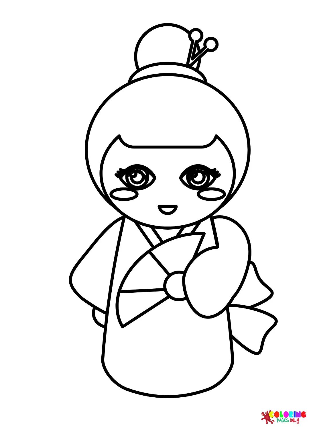 Çocuklar İçin Kokeshi Doll Boyama Sayfaları 