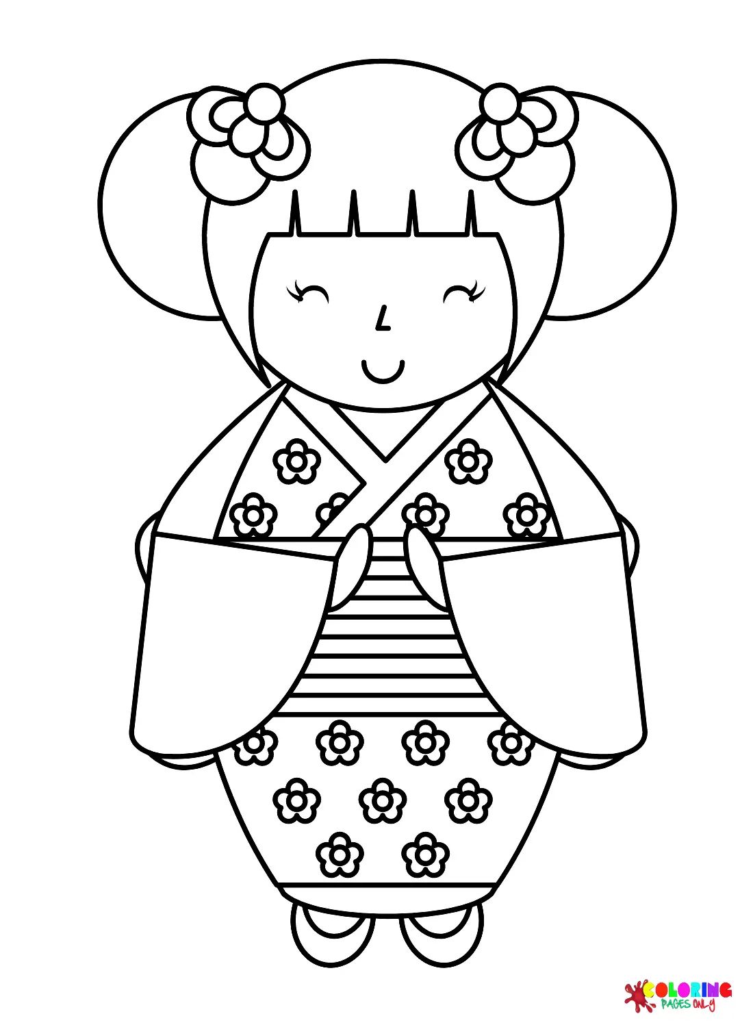 Çocuklar İçin Kokeshi Doll Boyama Sayfaları 