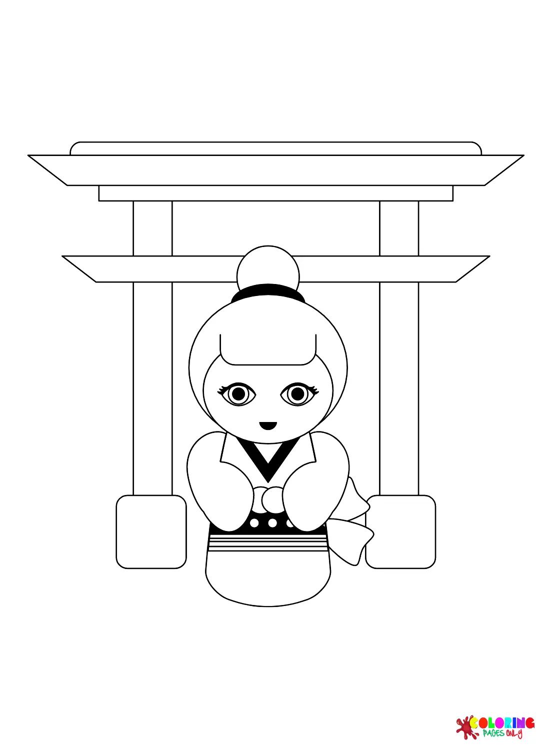 Çocuklar İçin Kokeshi Doll Boyama Sayfaları 