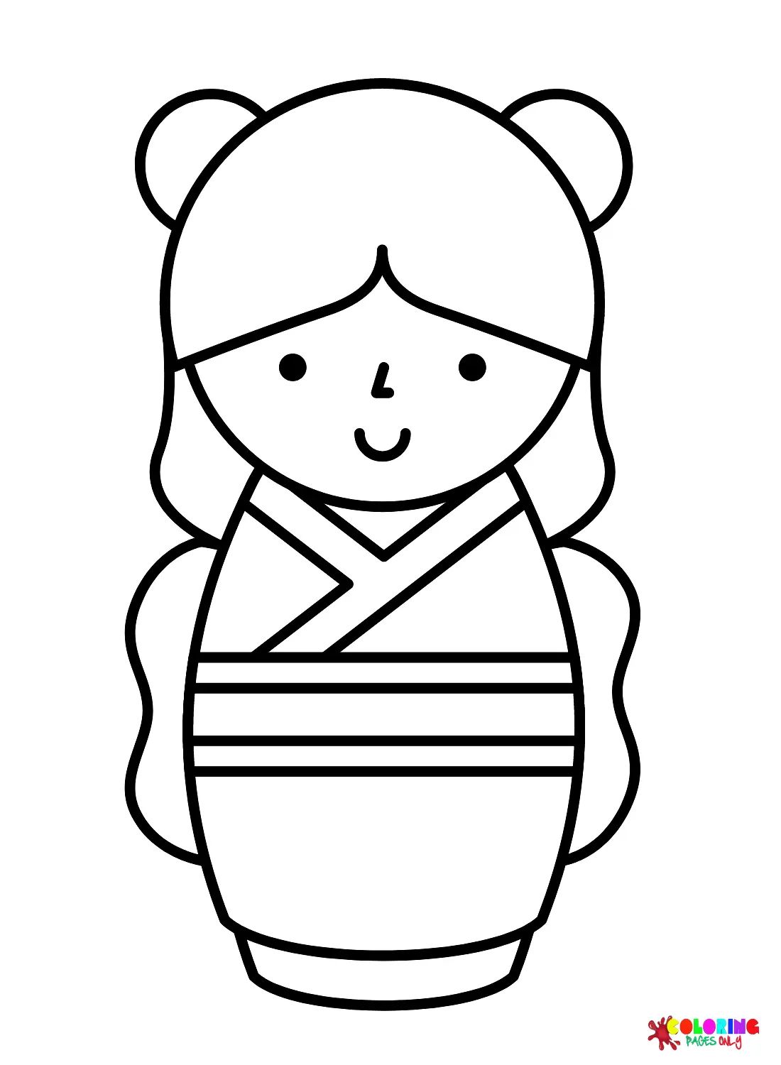 Çocuklar İçin Kokeshi Doll Boyama Sayfaları 