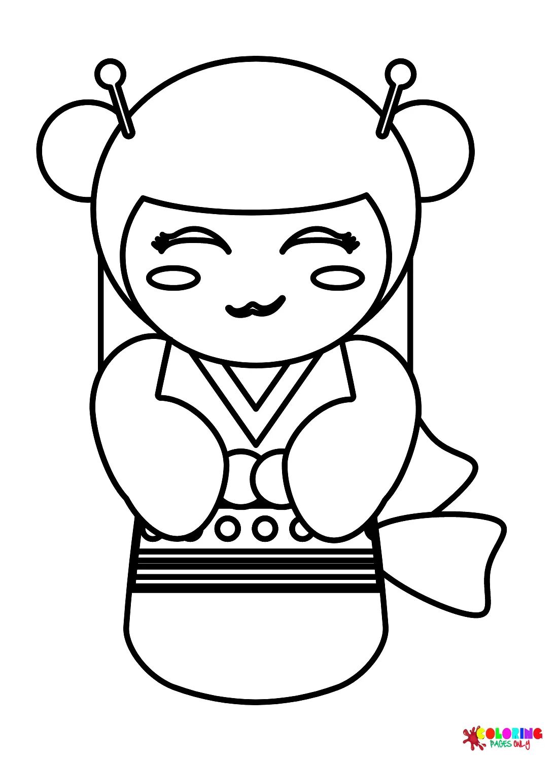 Çocuklar İçin Kokeshi Doll Boyama Sayfaları 