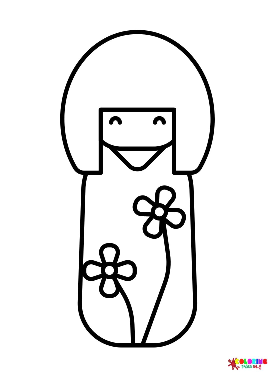Çocuklar İçin Kokeshi Doll Boyama Sayfaları 