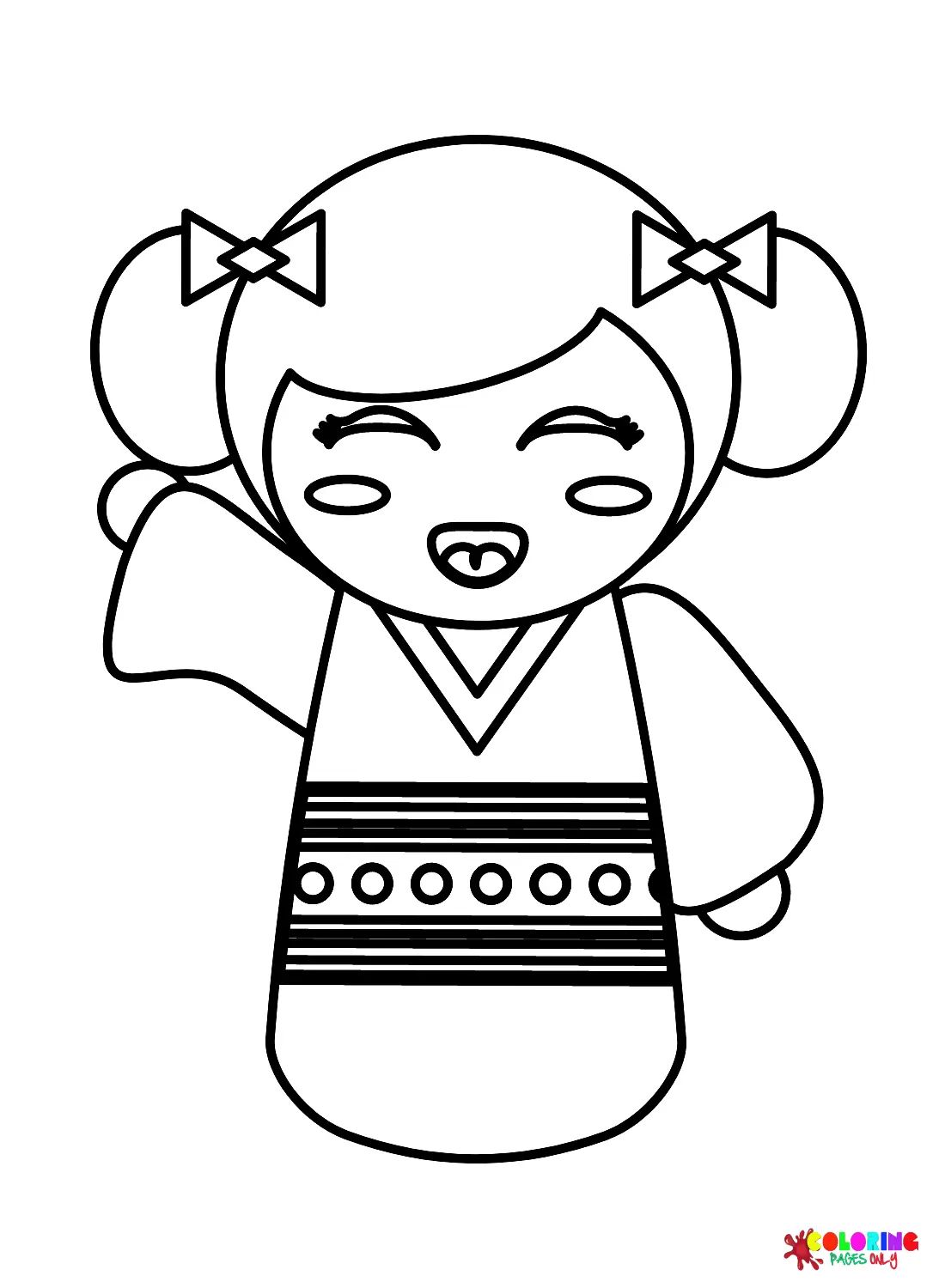 Çocuklar İçin Kokeshi Doll Boyama Sayfaları 