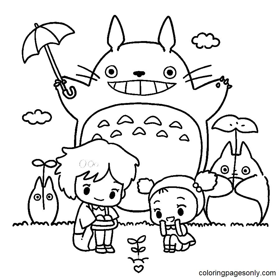 Çocuklar İçin Komşum Totoro Boyama Sayfaları 