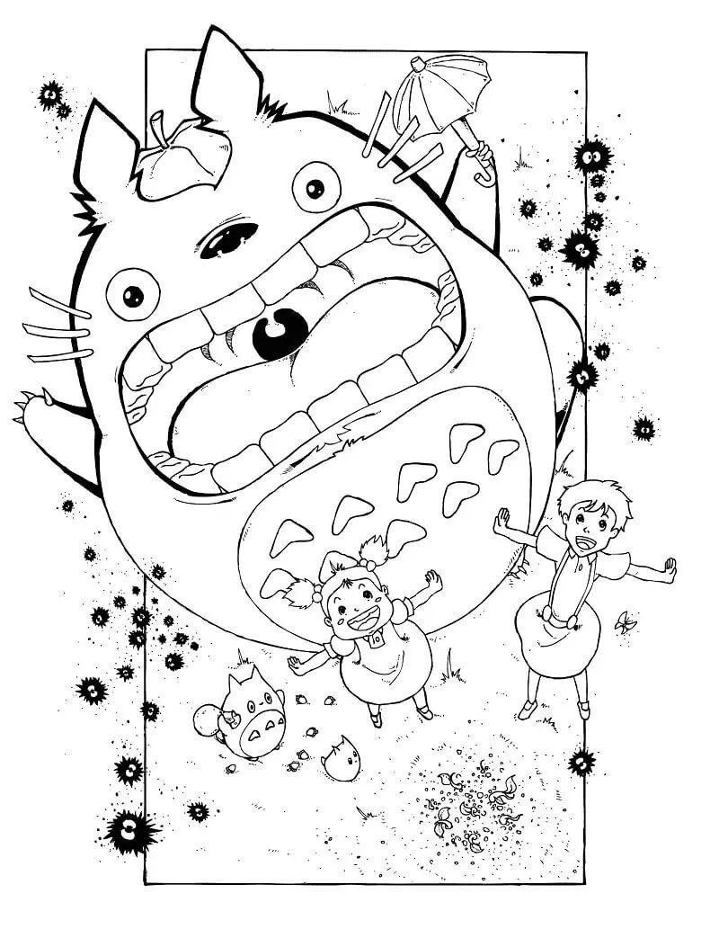 Çocuklar İçin Komşum Totoro Boyama Sayfaları 
