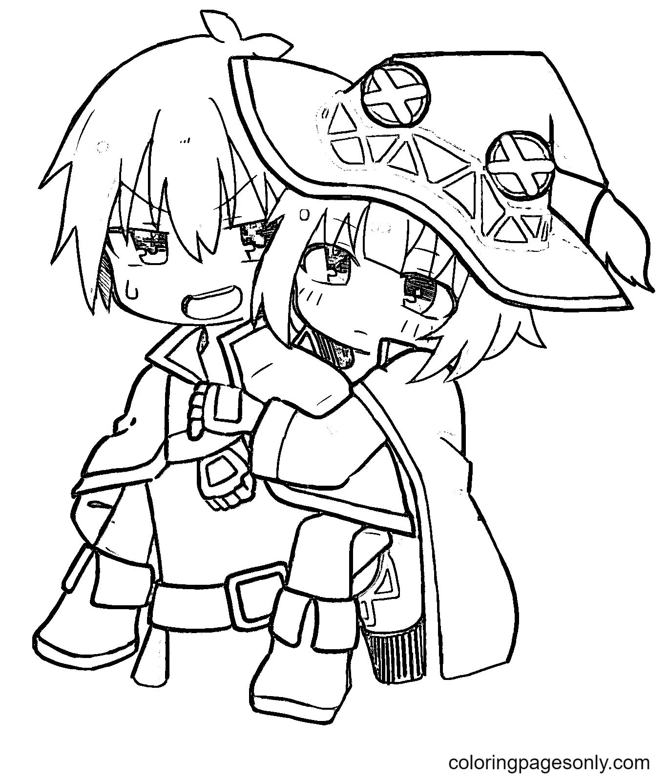 Çocuklar İçin Konosuba Boyama Sayfaları 