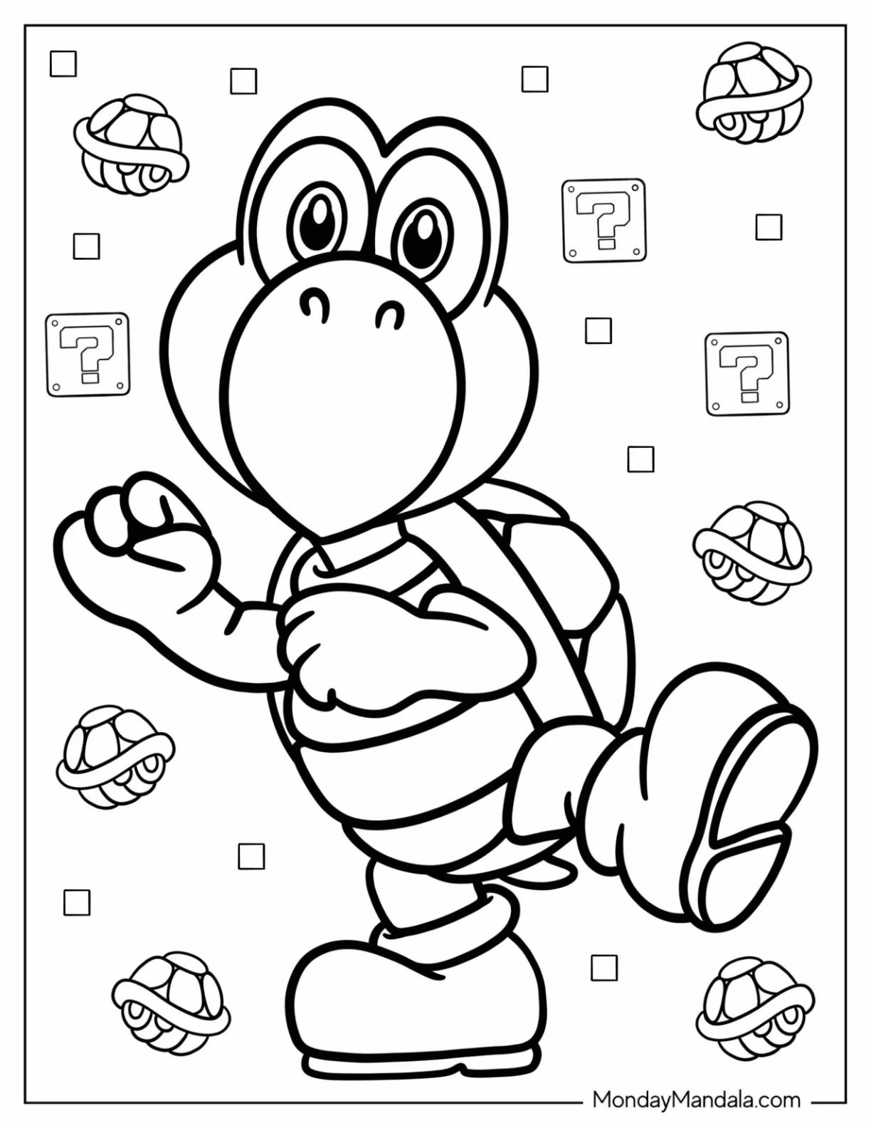 Çocuklar İçin Koopa Troopa Boyama Sayfaları 