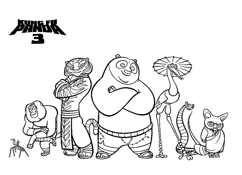 Çocuklar İçin Kung Fu Panda Boyama Sayfaları 
