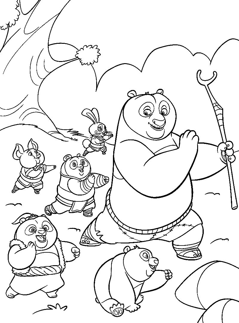 Çocuklar İçin Kung Fu Panda Boyama Sayfaları 