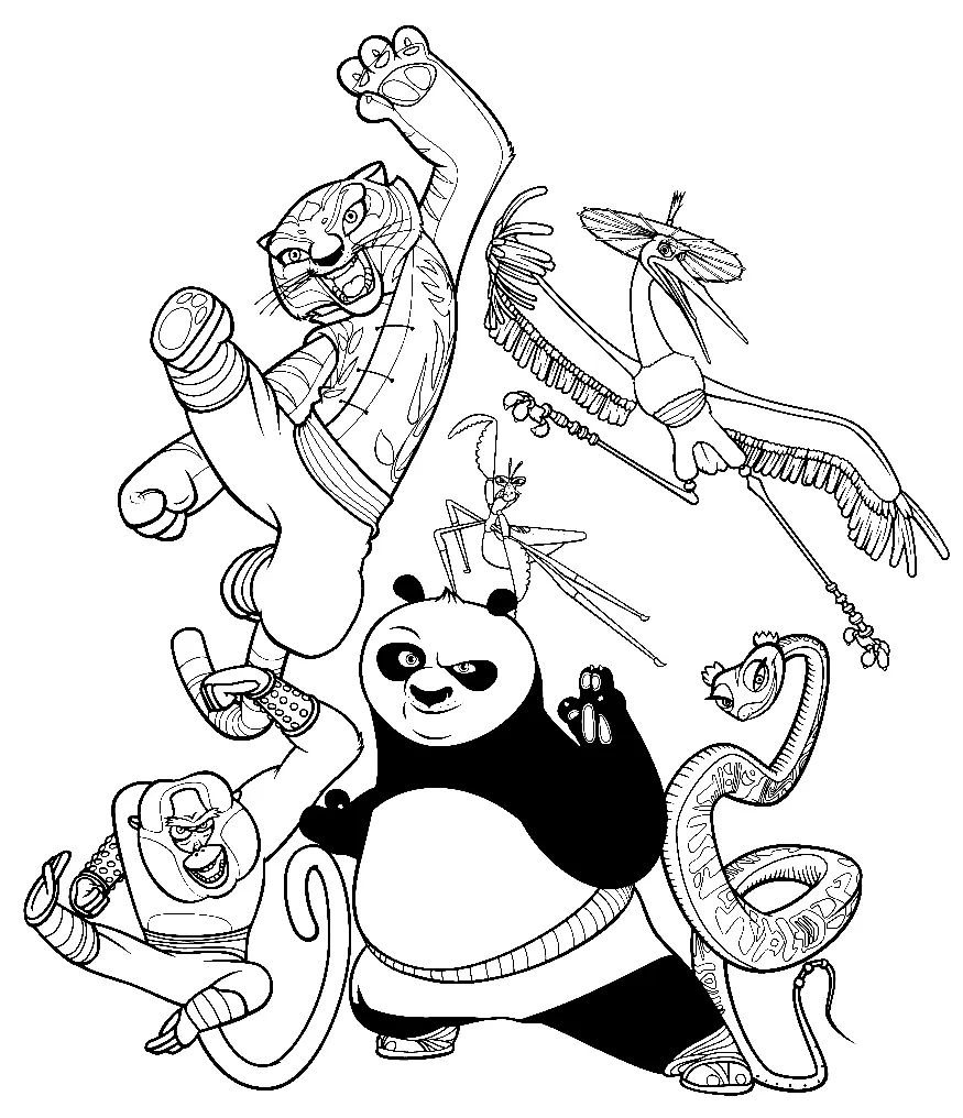 Çocuklar İçin Kung Fu Panda Boyama Sayfaları 