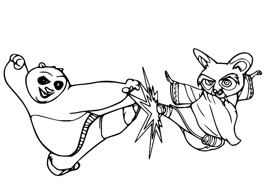 Çocuklar İçin Kung Fu Panda Boyama Sayfaları 