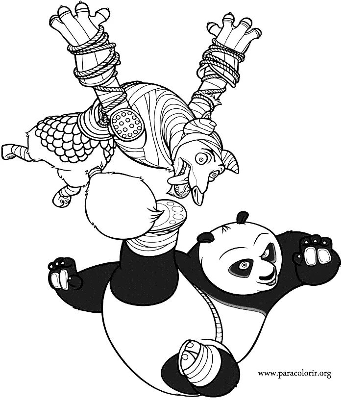 Çocuklar İçin Kung Fu Panda Boyama Sayfaları 