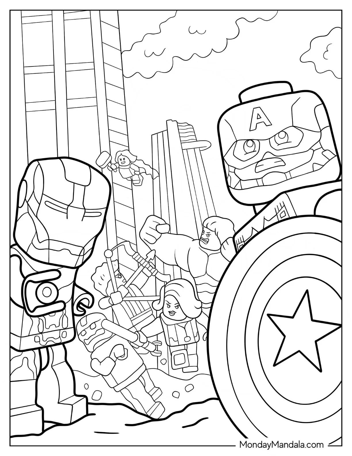 Çocuklar İçin Lego Avengers Boyama Sayfaları 