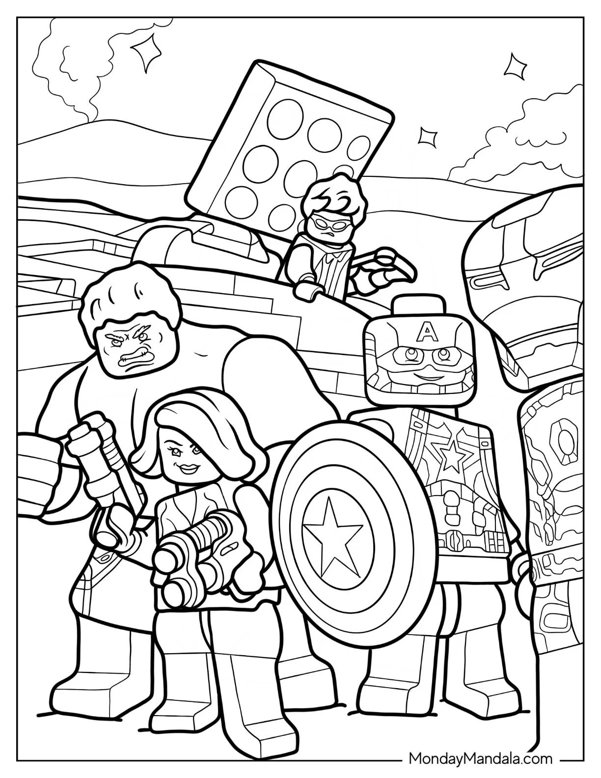 Çocuklar İçin Lego Avengers Boyama Sayfaları 