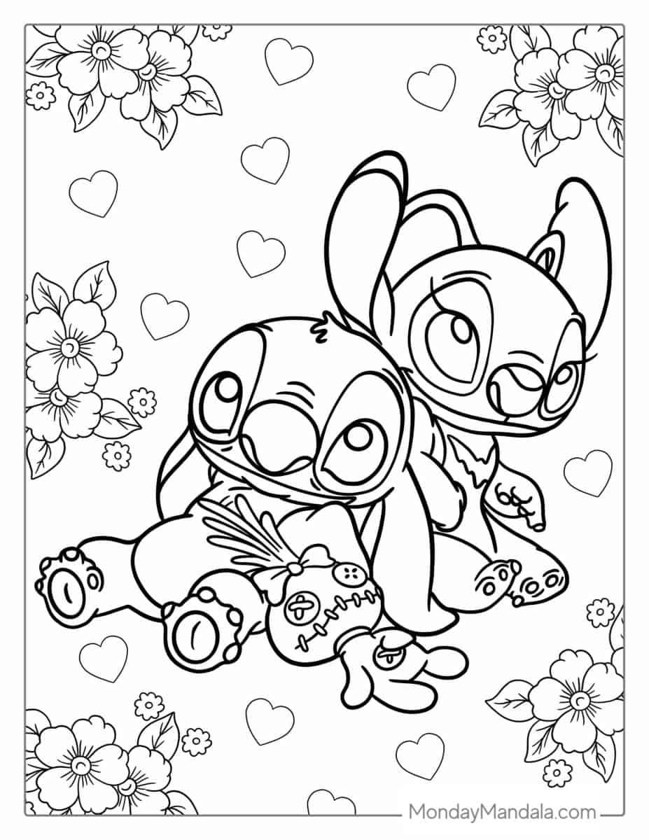 Çocuklar İçin Lilo ve Stitch Boyama Sayfaları 
