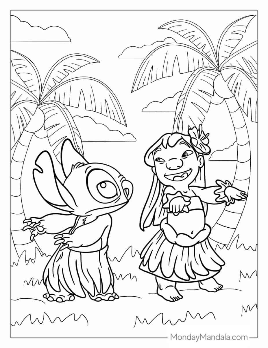Çocuklar İçin Lilo ve Stitch Boyama Sayfaları 