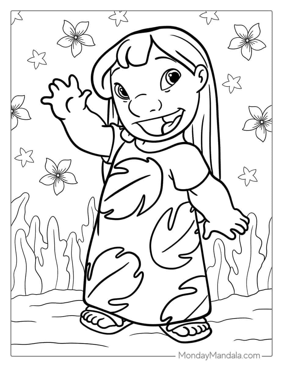 Çocuklar İçin Lilo ve Stitch Boyama Sayfaları 