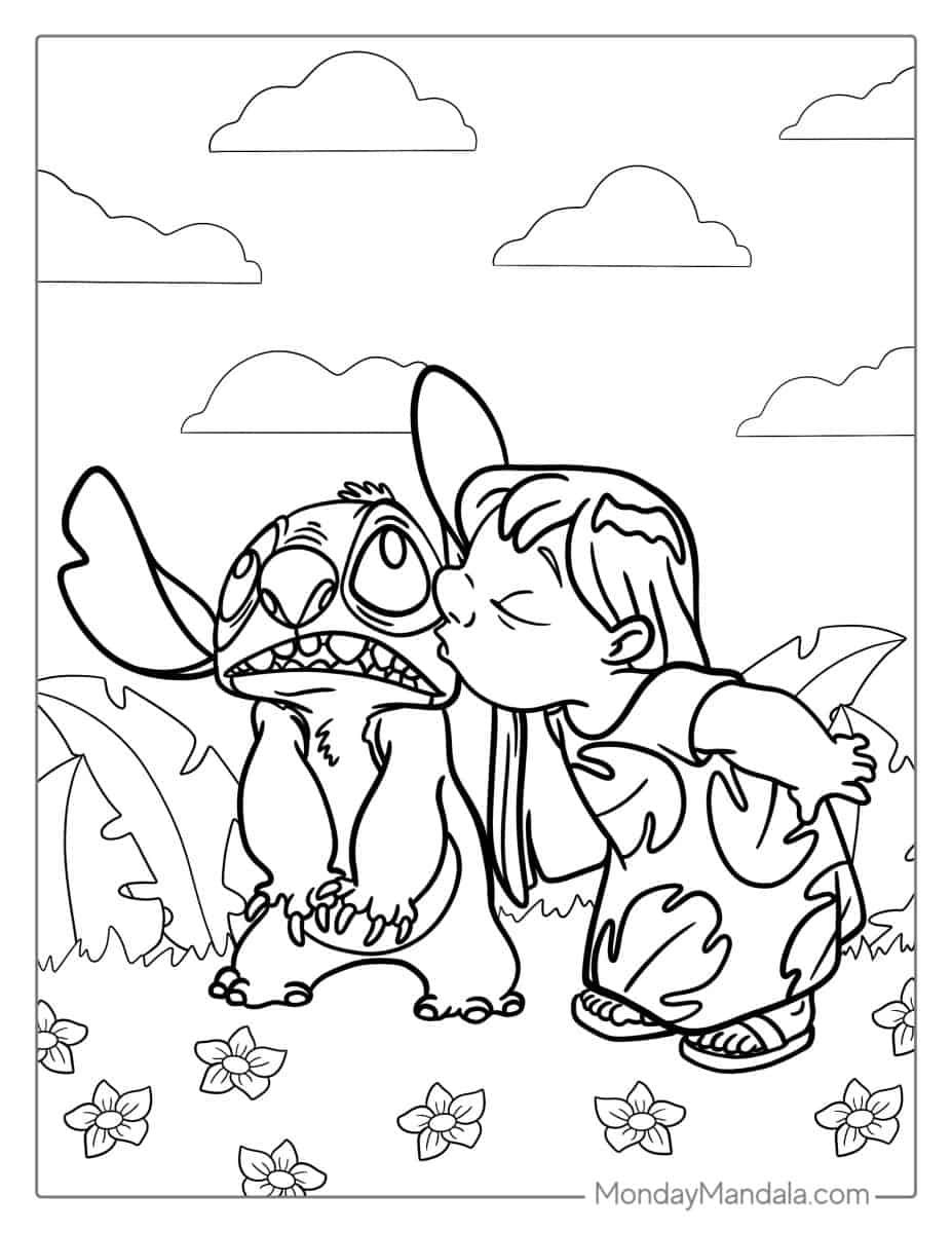 Çocuklar İçin Lilo ve Stitch Boyama Sayfaları 