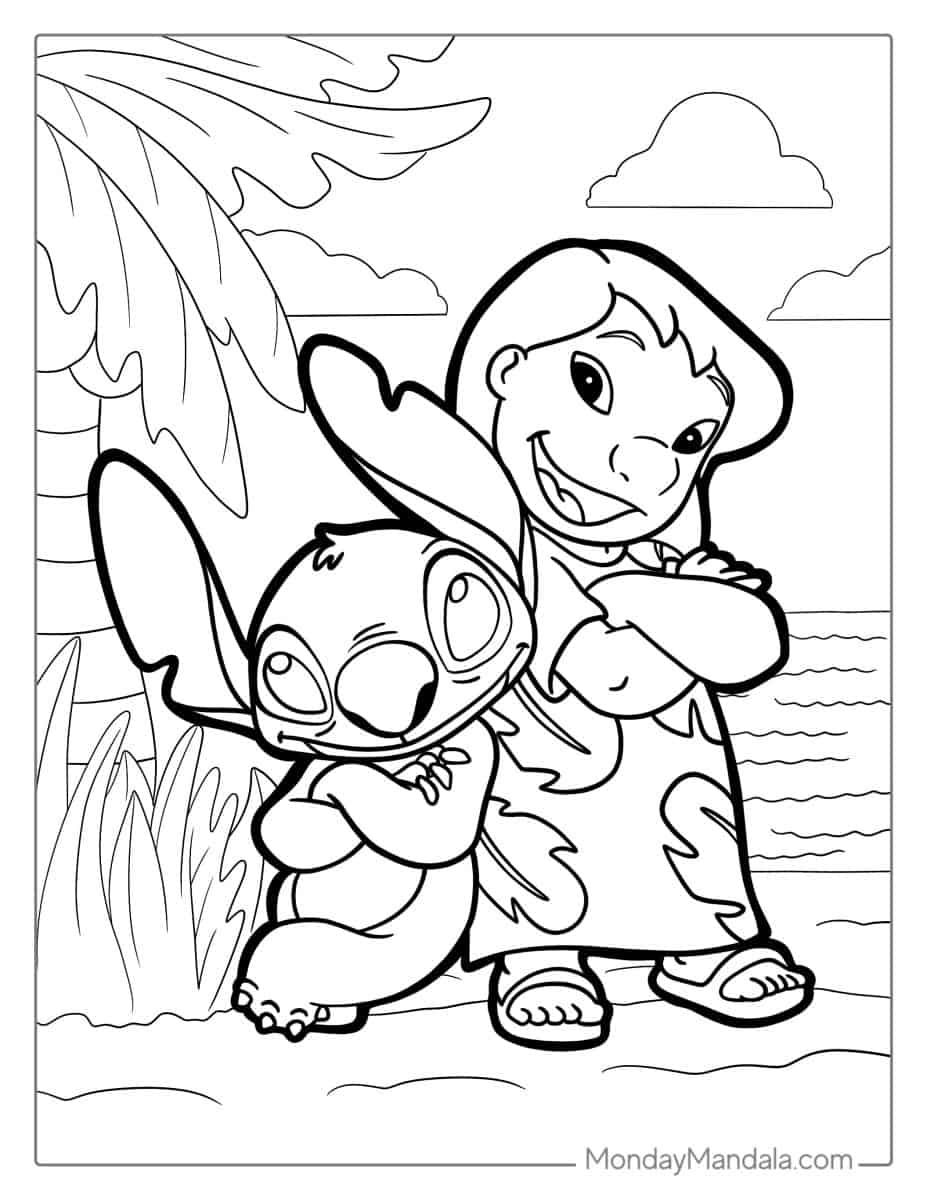Çocuklar İçin Lilo ve Stitch Boyama Sayfaları 