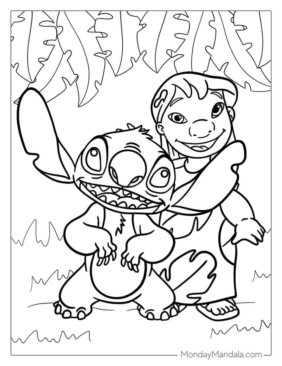 Çocuklar İçin Lilo ve Stitch Boyama Sayfaları 