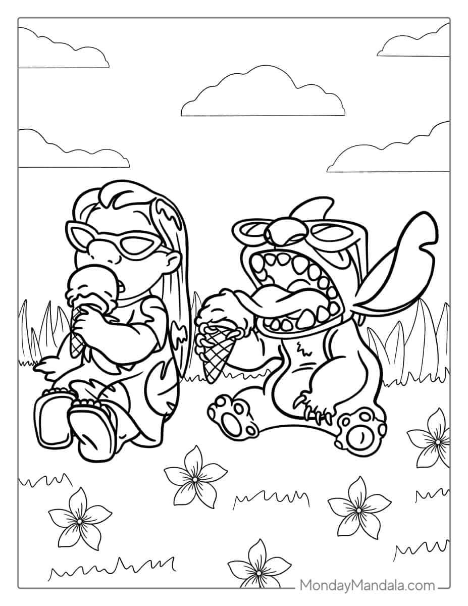 Çocuklar İçin Lilo ve Stitch Boyama Sayfaları 