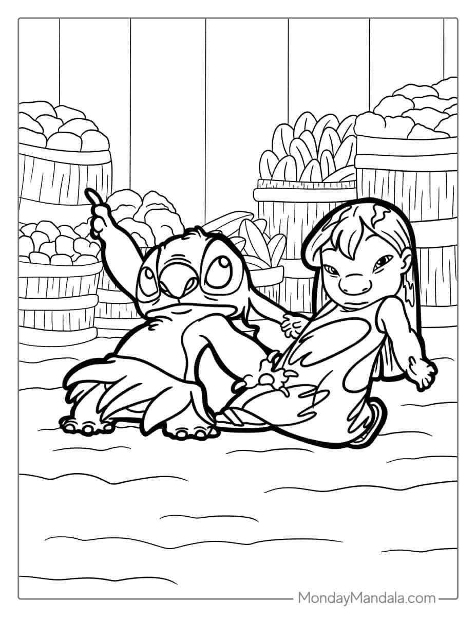 Çocuklar İçin Lilo ve Stitch Boyama Sayfaları 