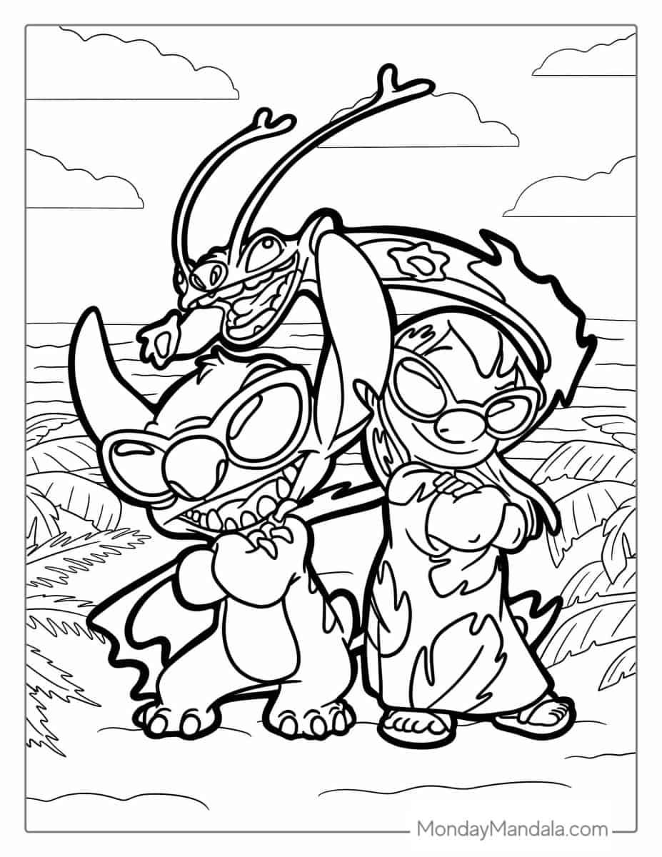 Çocuklar İçin Lilo ve Stitch Boyama Sayfaları 
