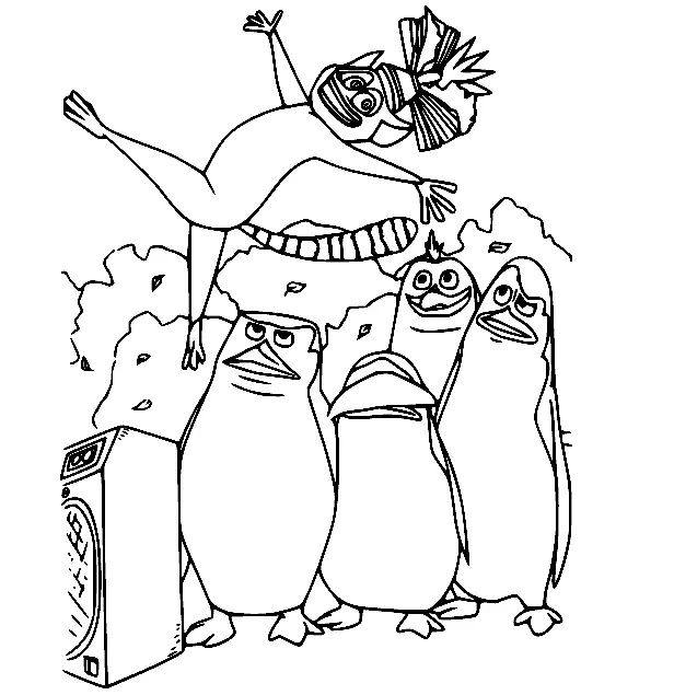Çocuklar İçin Madagascar Penguenleri Boyama Sayfaları 