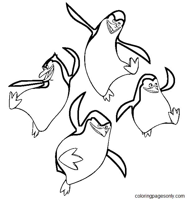 Çocuklar İçin Madagascar Penguenleri Boyama Sayfaları 