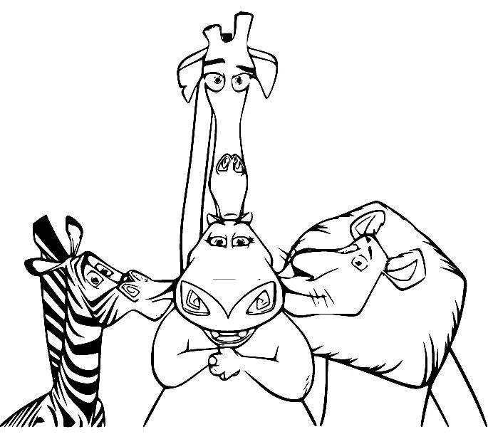 Çocuklar İçin Madagascar Boyama Sayfaları 