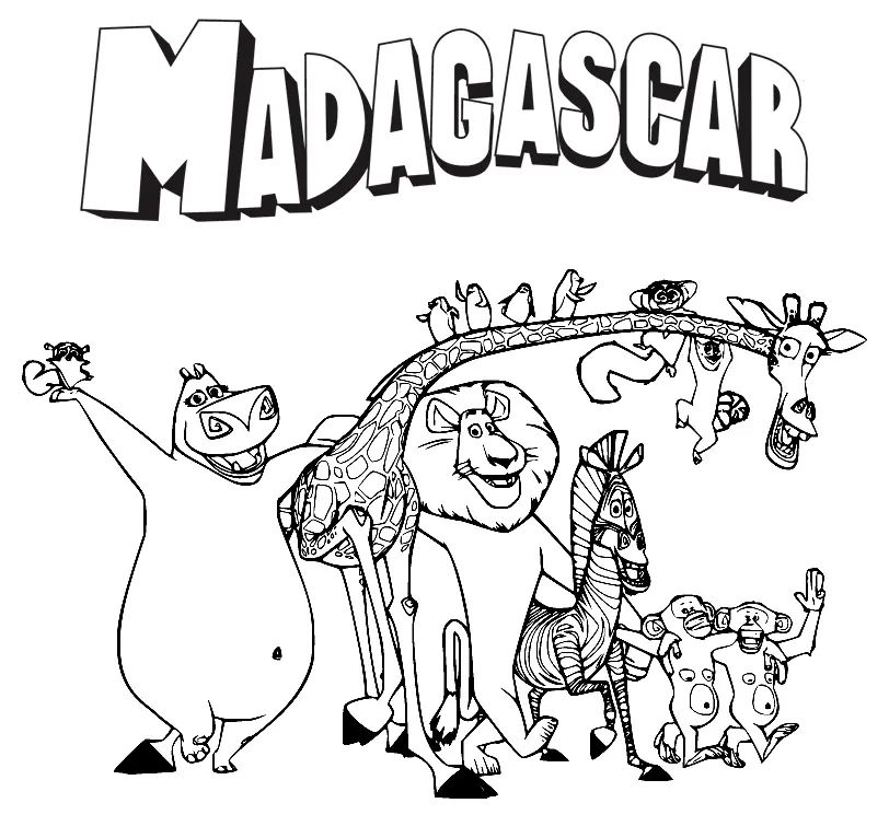 Çocuklar İçin Madagascar Boyama Sayfaları 