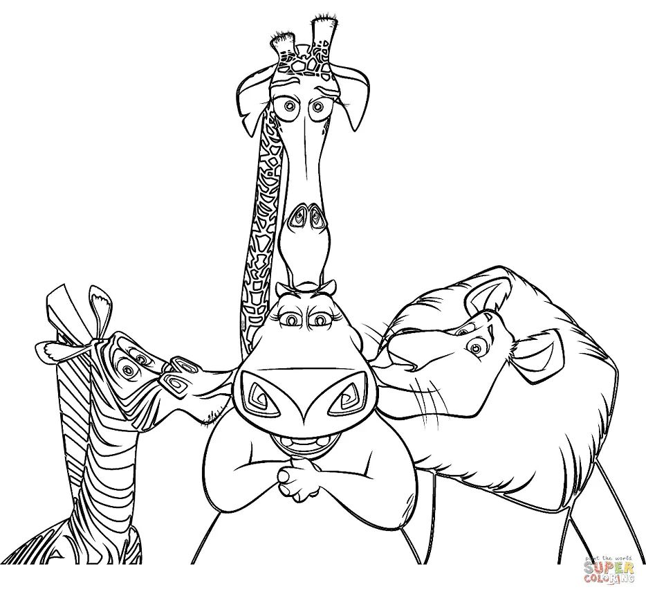 Çocuklar İçin Madagascar Boyama Sayfaları 