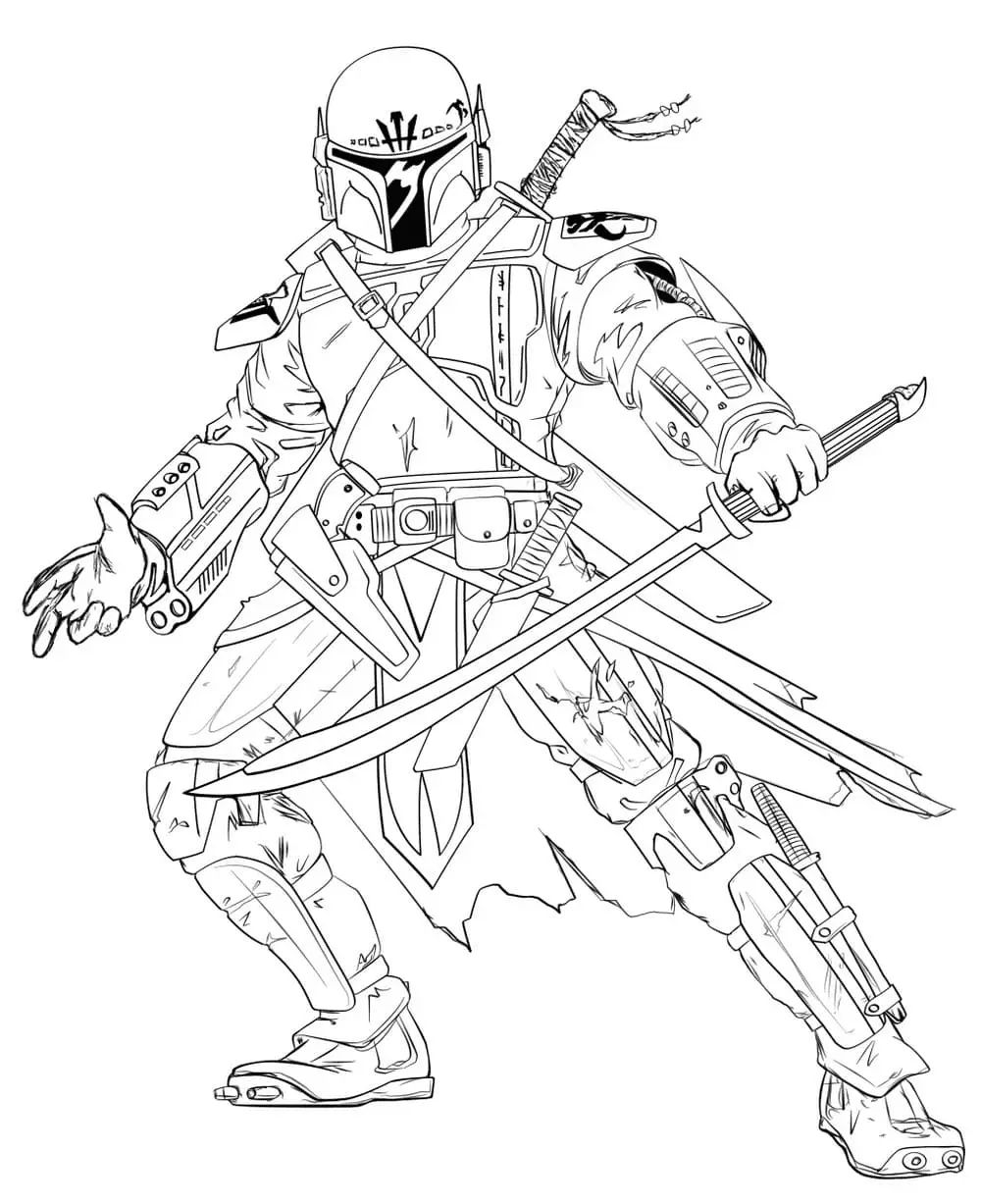 Çocuklar İçin Mandalorian Boyama Sayfaları 
