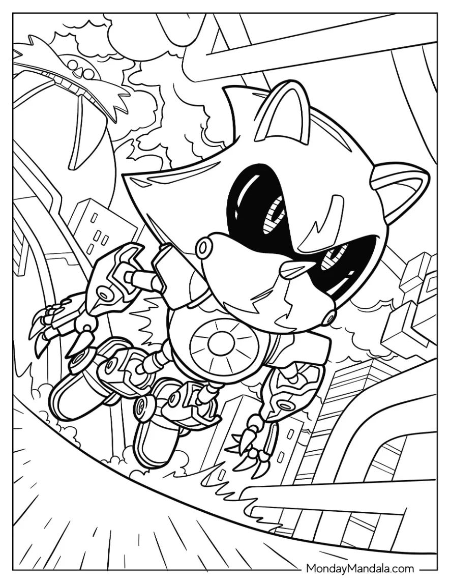 Çocuklar İçin Metal Sonic Boyama Sayfaları 