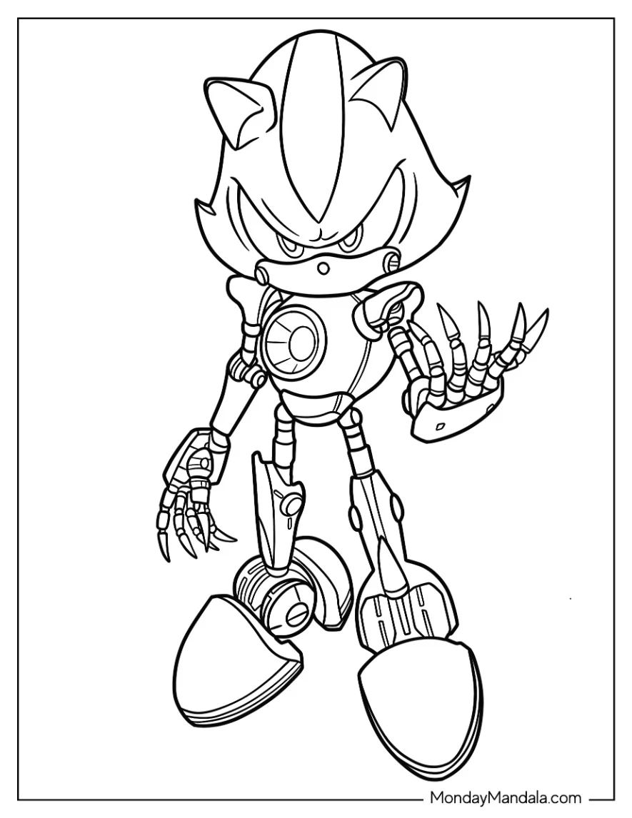Çocuklar İçin Metal Sonic Boyama Sayfaları 