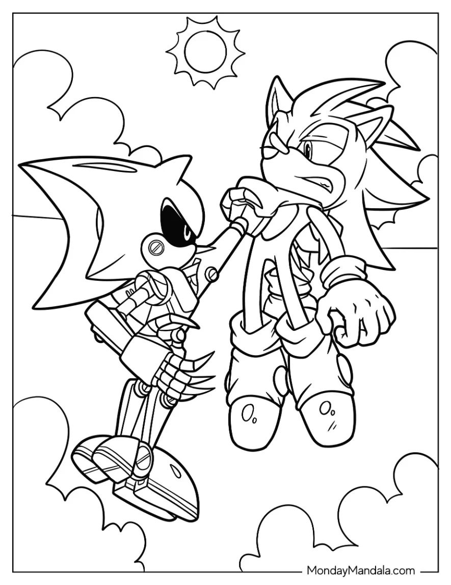 Çocuklar İçin Metal Sonic Boyama Sayfaları 