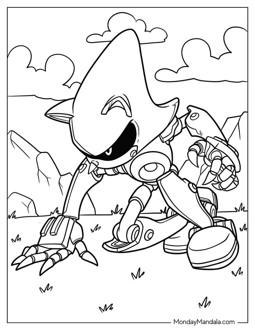 Çocuklar İçin Metal Sonic Boyama Sayfaları 