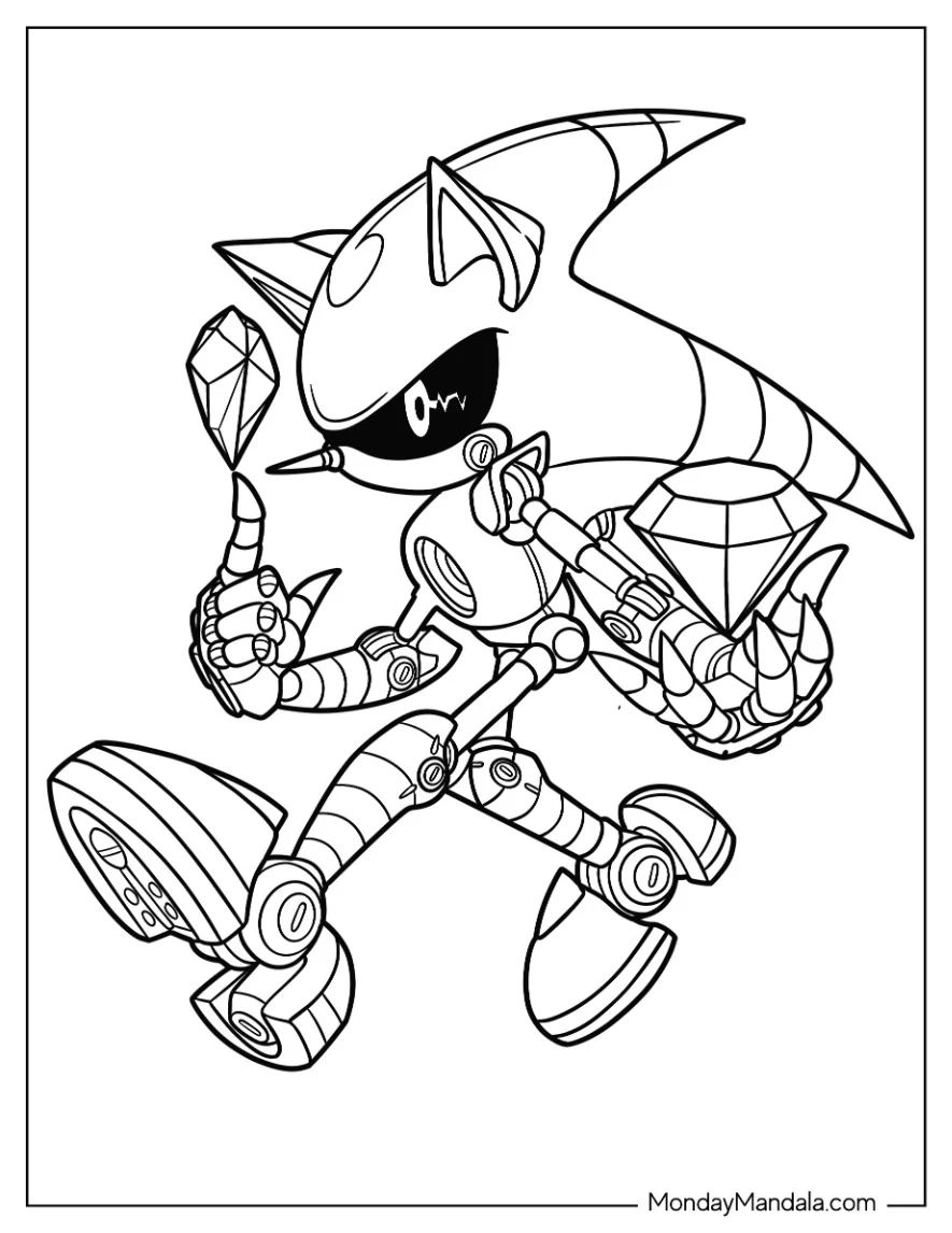 Çocuklar İçin Metal Sonic Boyama Sayfaları 