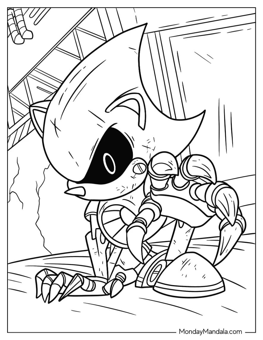 Çocuklar İçin Metal Sonic Boyama Sayfaları 
