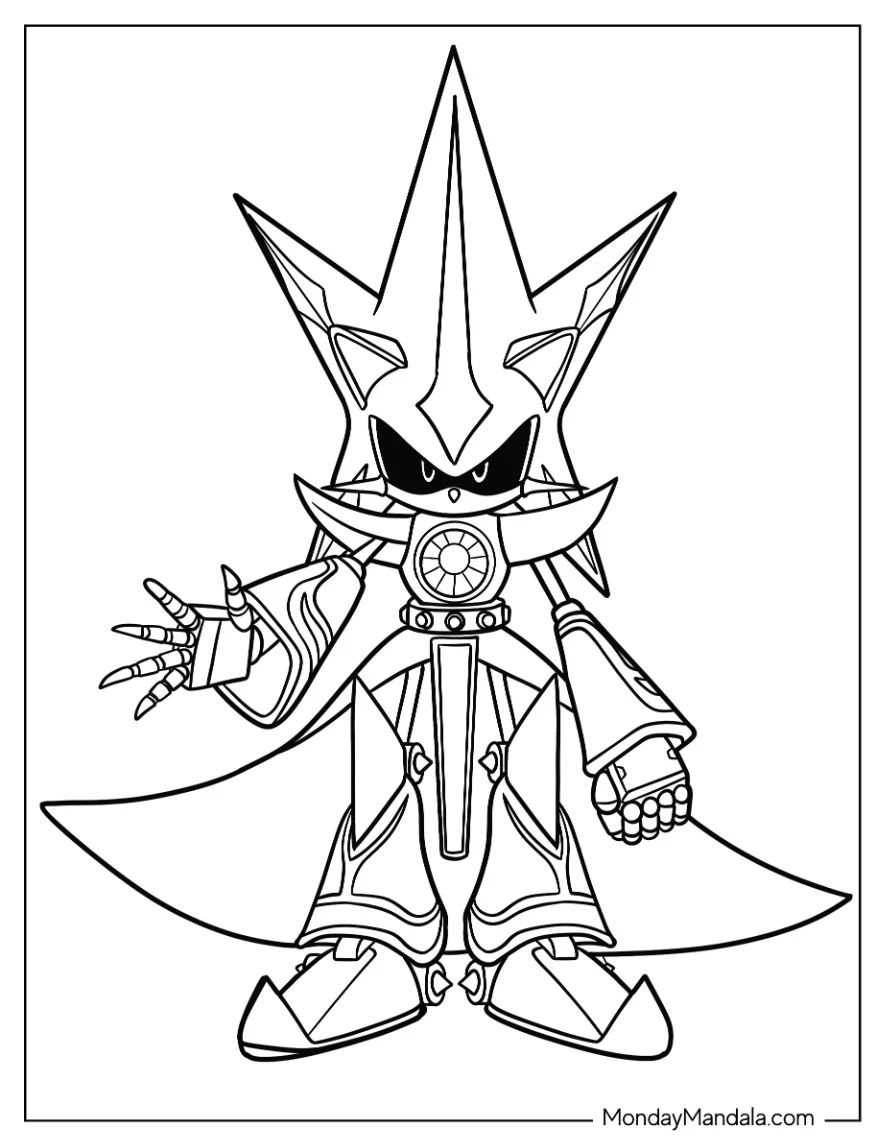 Çocuklar İçin Metal Sonic Boyama Sayfaları 