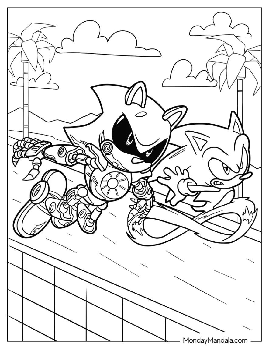 Çocuklar İçin Metal Sonic Boyama Sayfaları 