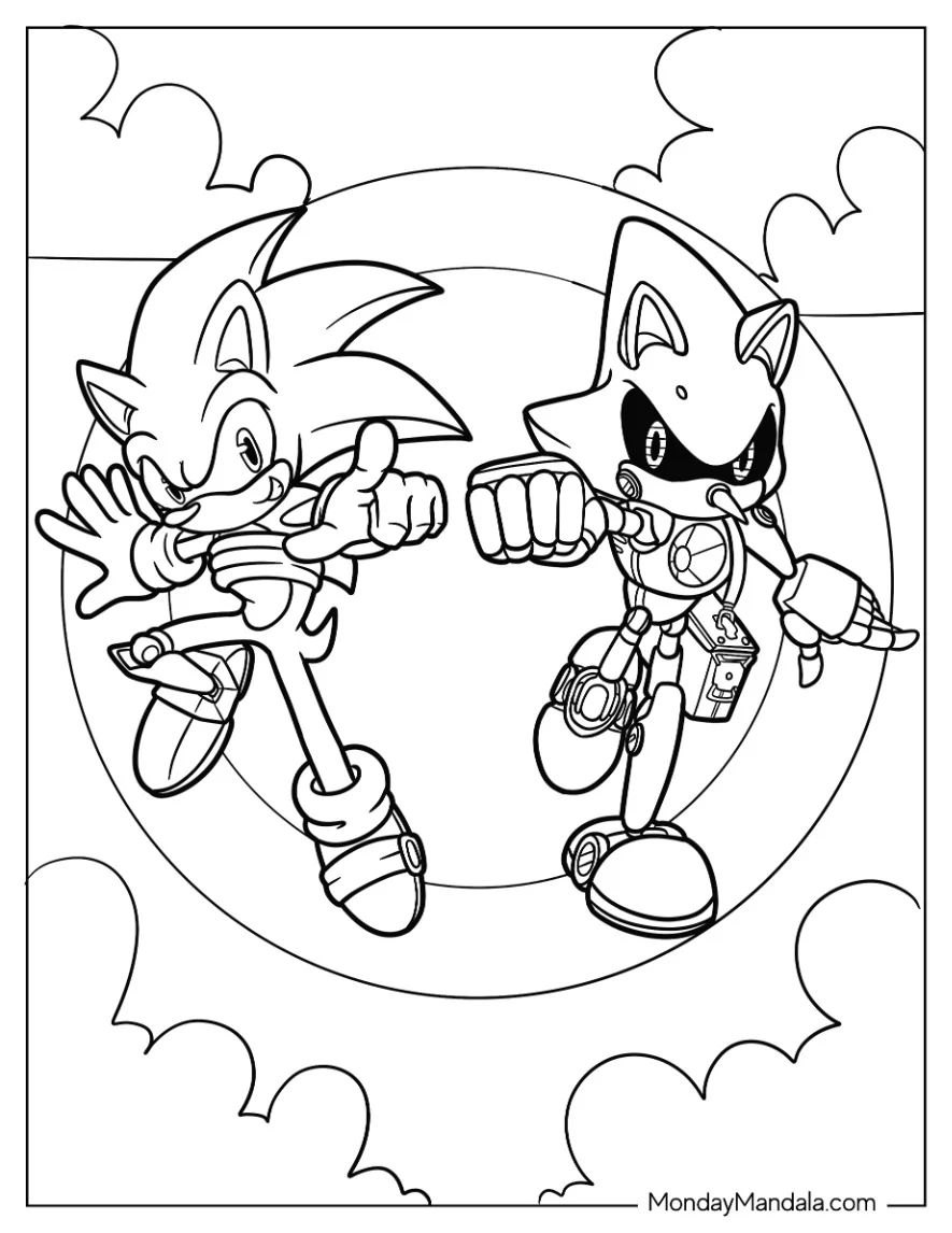 Çocuklar İçin Metal Sonic Boyama Sayfaları 