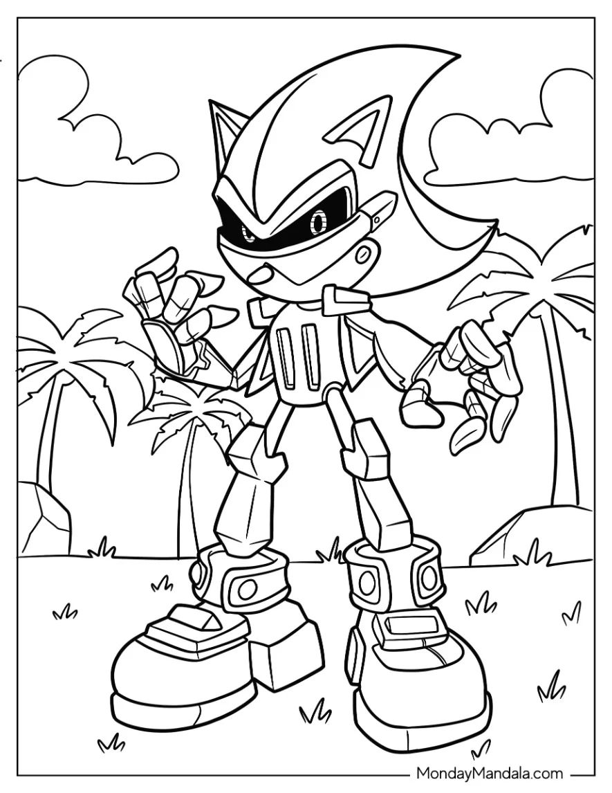 Çocuklar İçin Metal Sonic Boyama Sayfaları 