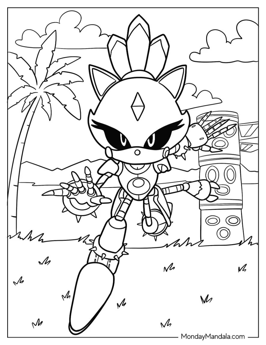Çocuklar İçin Metal Sonic Boyama Sayfaları 