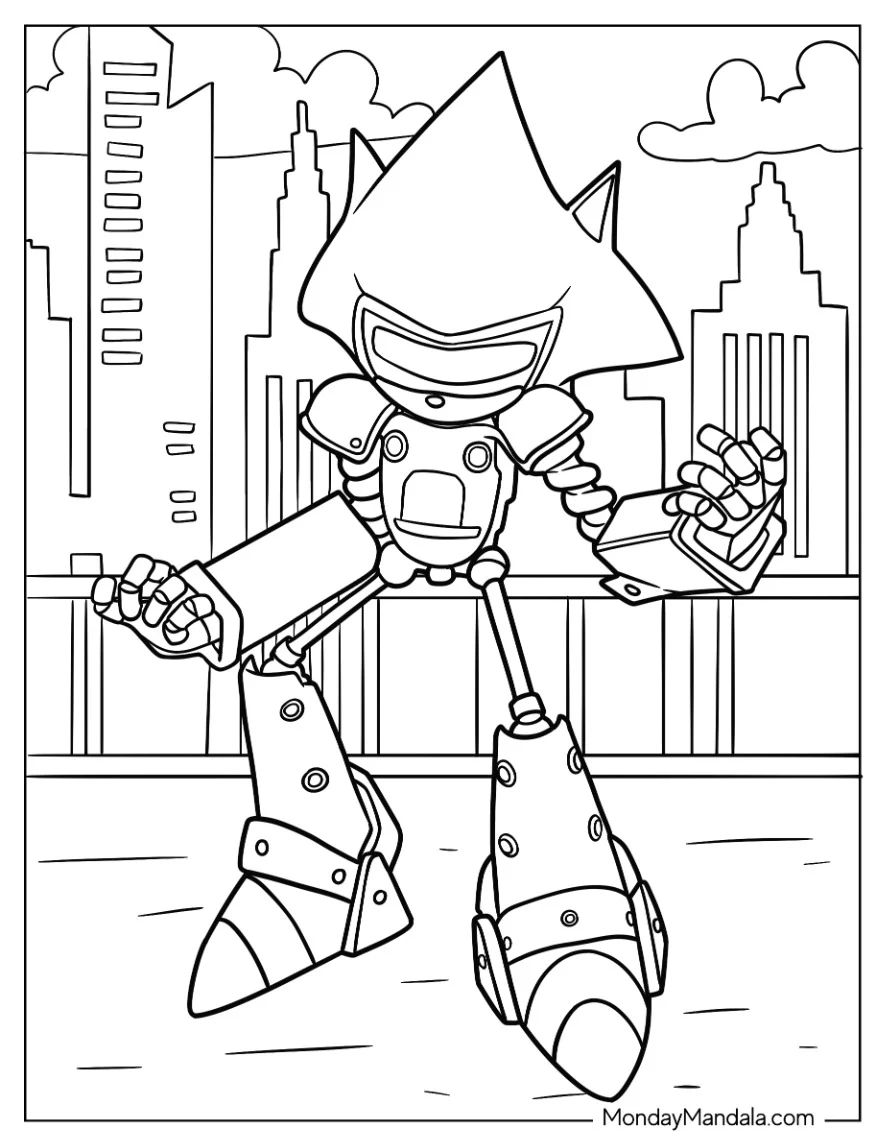 Çocuklar İçin Metal Sonic Boyama Sayfaları 