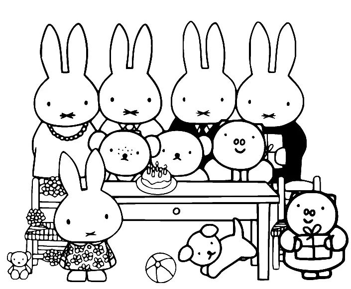 Çocuklar İçin Miffy Boyama Sayfaları 