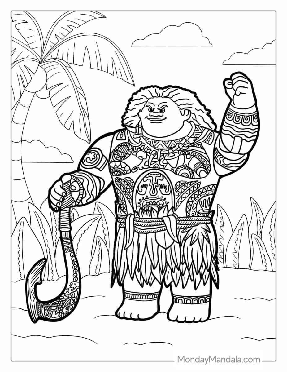Çocuklar İçin Moana Boyama Sayfaları 
