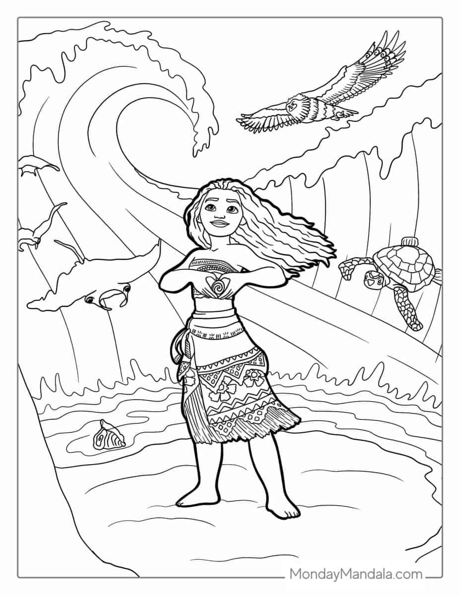 Çocuklar İçin Moana Boyama Sayfaları 
