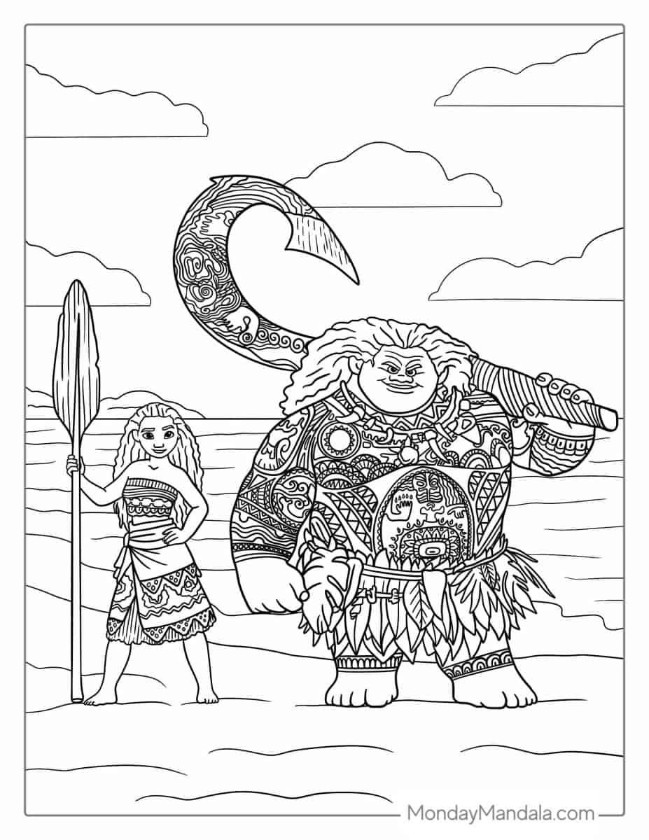 Çocuklar İçin Moana Boyama Sayfaları 